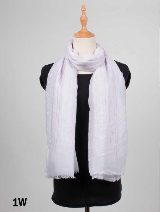 Geometric Print Fashion Scarf W/Stripe